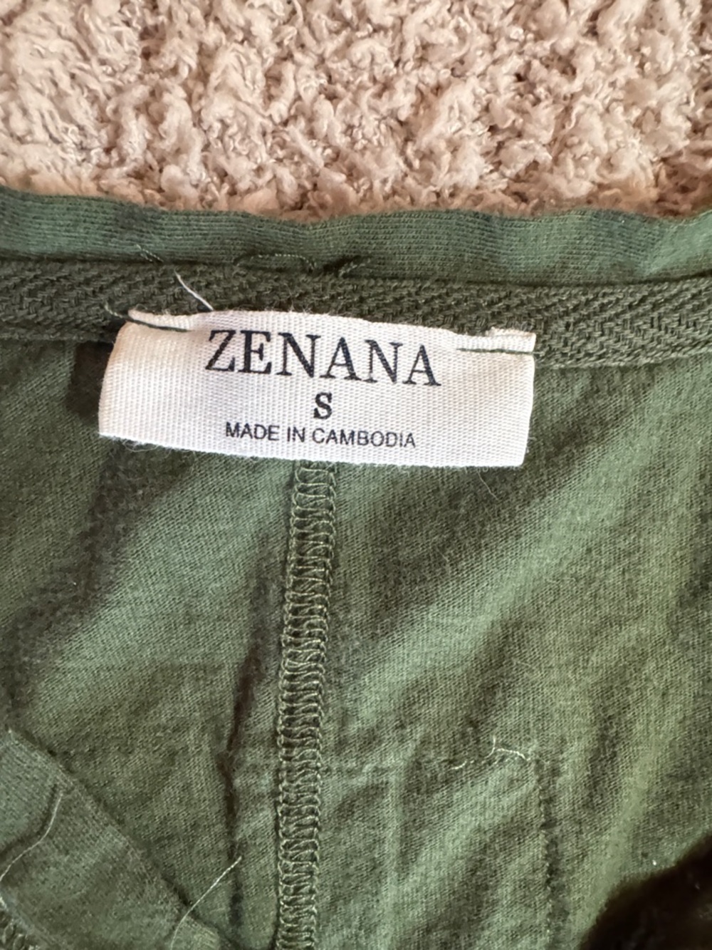 Zenana Outfitters Olive Green Henley Top - Picture 2 of 3